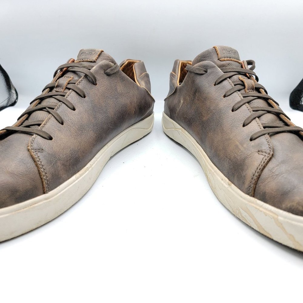 OluKai Lae'Ahi Li 'Ili Mens 13 Dark Brown Casual Leather Sneakers - 10455-6363 - Picture 3 of 12